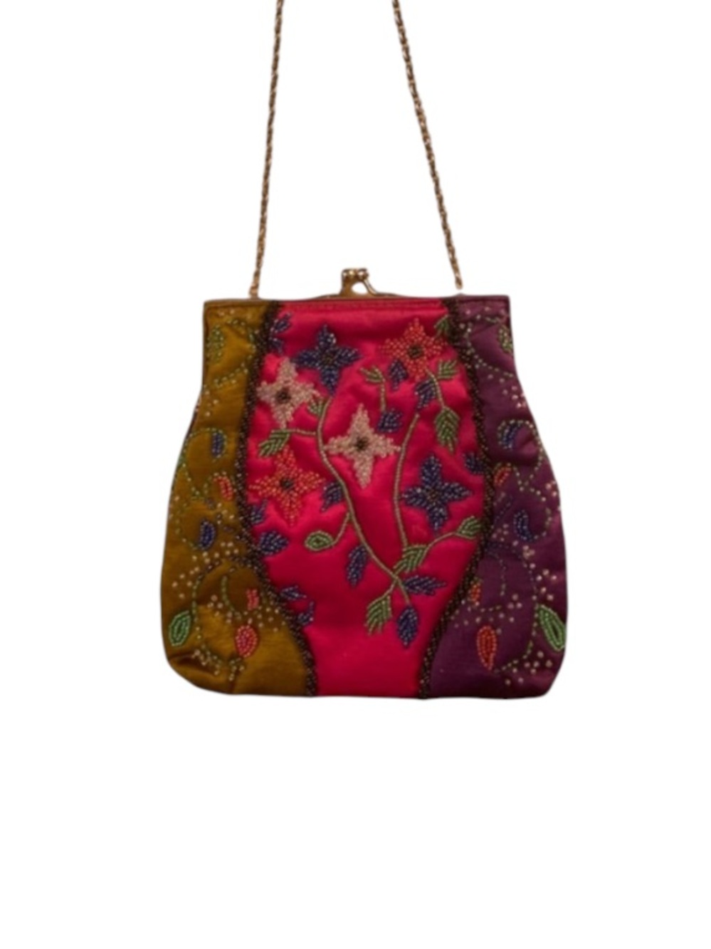 VINTAGE BEBE BEADED RAW SILK DETAIL SMALL EVENING BAG RARE ⭐️⭐️⭐️⭐️⭐️